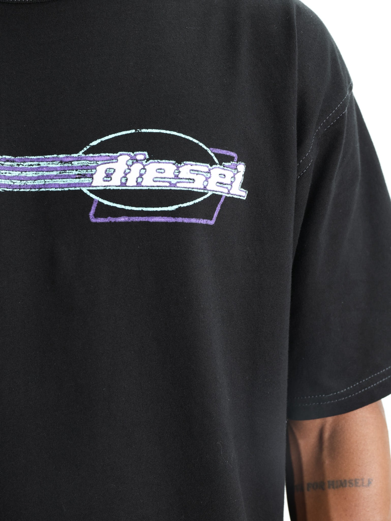 Diesel T-Shirt Flocked Logo Graphics Black